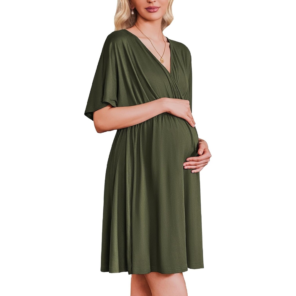 image:imageEkouaer Labor and Delivery Gown Nursing Nightgown Birthing Pajamas DressOlive Green