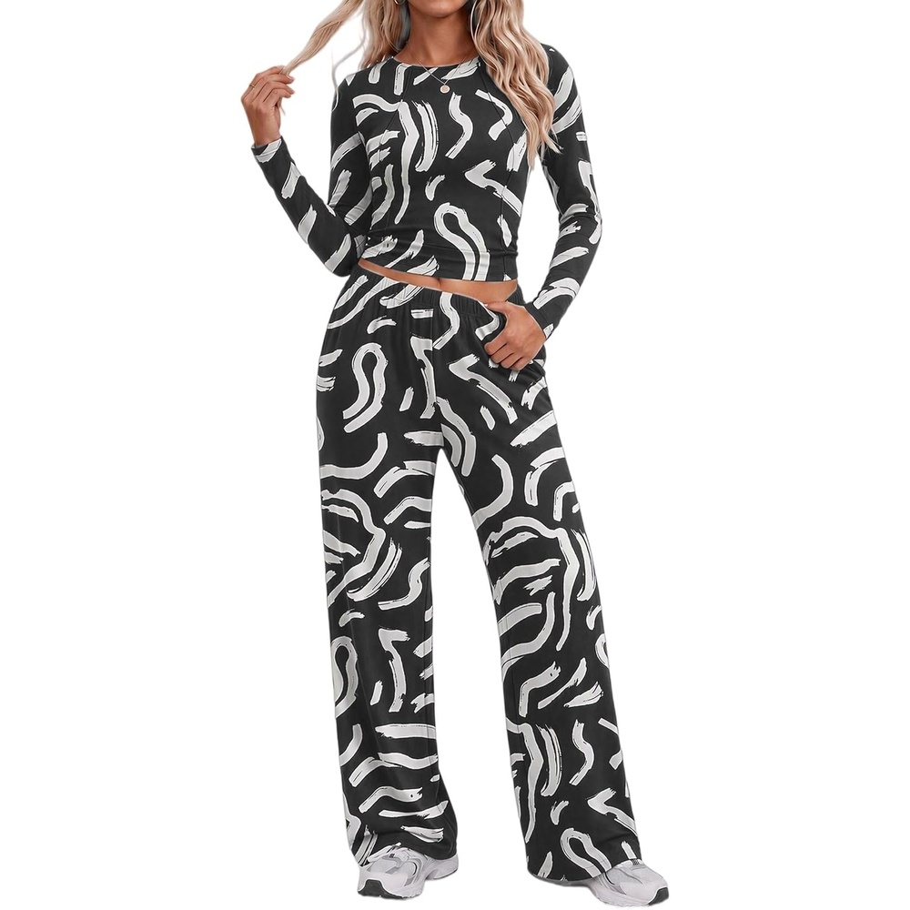 image:imageEkouaer Lounge Sets for Women 2 Piece Matching Outfits 2026ApricotBlack Brush
