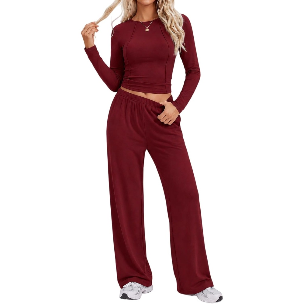 image:imageEkouaer Lounge Sets for Women 2 Piece Matching Outfits 2026Wine Red