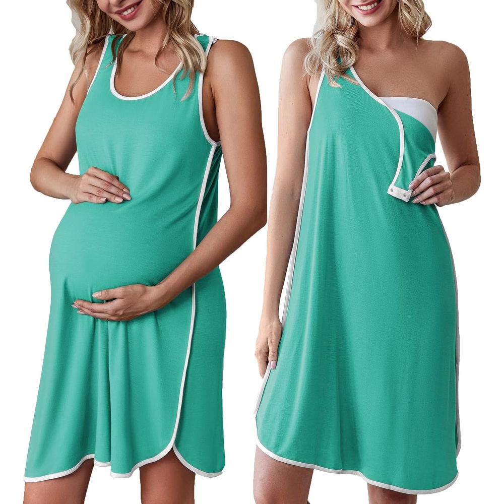 image:imageLabor and Delivery Gown Maternity Dress Breastfeeding Nursing NightgownCyan