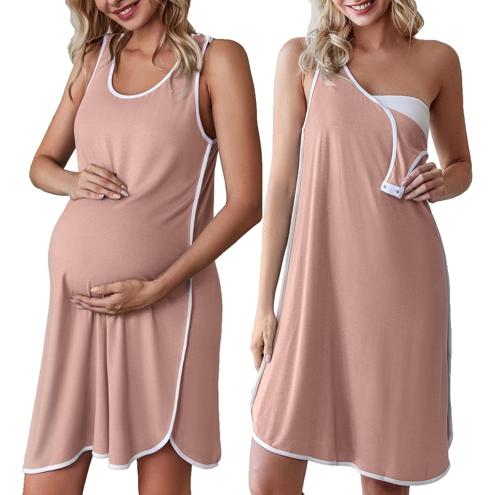 image:imageLabor and Delivery Gown Maternity Dress Breastfeeding Nursing NightgownDusty Pink