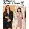 Ekouaer 2 Pack Nightgowns for Women Long Sleeve Button Down Sleep Shirt(Black/Pink)