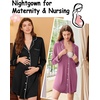Ekouaer 2 Pack Nightgowns for Women Long Sleeve Button Down Sleep Shirt(Black/Purple)