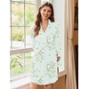 Ekouaer 2 Pack Nightgowns for Women Long Sleeve Button Down Sleep Shirt(Black/Small Daisies)
