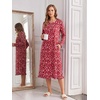 Ekouaer 2 Pack Women’s Long Sleeve Nightgown with Pockets Mumu Dresses(Black Butterfly/Red Floral)