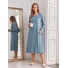 Ekouaer 2 Pack Women’s Long Sleeve Nightgown with Pockets Mumu Dresses(Blue Floral/Blue Green Floral)