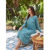 Ekouaer 2 Pack Women’s Long Sleeve Nightgown with Pockets Mumu Dresses(Blue Floral/Blue Green Floral)