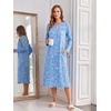 Ekouaer 2 Pack Women’s Long Sleeve Nightgown with Pockets Mumu Dresses(Blue Floral/Purple)
