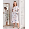 Ekouaer 2 Pack Women’s Long Sleeve Nightgown with Pockets Mumu Dresses(Blue Flower/White Floral)