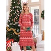 Ekouaer 2 Pack Women’s Long Sleeve Nightgown with Pockets Mumu Dresses(Christmas Deer/Black and Red Plaid)