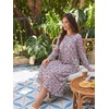 Ekouaer 2 Pack Women’s Long Sleeve Nightgown with Pockets Mumu Dresses(Dark Blue Floral/Brown Floral)
