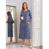 Ekouaer 2 Pack Women’s Long Sleeve Nightgown with Pockets Mumu Dresses(Dark Blue Floral/Brown Floral)