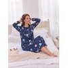 Ekouaer 2 Pack Women’s Long Sleeve Nightgown with Pockets Mumu Dresses(Navy Blue Floral/Black Floral)