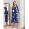 Ekouaer 2 Pack Women’s Long Sleeve Nightgown with Pockets Mumu Dresses(Navy Blue Floral/Black Floral)