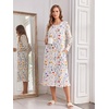 Ekouaer 2 Pack Women’s Long Sleeve Nightgown with Pockets Mumu Dresses(White Floral/Yellow Floral)