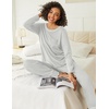 Ekouaer 2 Pack Womens Pajama Sets Long Sleeve Lounge Sets Soft Pj Loungewear Sleepwear(Black/ Black Stripe)