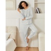 Ekouaer 2 Pack Womens Pajama Sets Long Sleeve Lounge Sets Soft Pj Loungewear Sleepwear(Black/ Black Stripe)