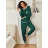 Ekouaer 2 Pack Womens Pajama Sets Long Sleeve Lounge Sets Soft Pj Loungewear Sleepwear(Bug/Green)