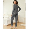 Ekouaer 2 Pack Womens Pajama Sets Long Sleeve Lounge Sets Soft Pj Loungewear Sleepwear(Deep Grey/Army Green)