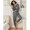 Ekouaer 2 Pack Womens Pajama Sets Long Sleeve Lounge Sets Soft Pj Loungewear Sleepwear(Deep Grey/Army Green)