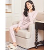 Ekouaer 2 Pack Womens Pajama Sets Long Sleeve Lounge Sets Soft Pj Loungewear Sleepwear(Grey Stripes/Pink Stripes)