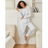 Ekouaer 2 Pack Womens Pajama Sets Long Sleeve Lounge Sets Soft Pj Loungewear Sleepwear(Grey Stripes/Pink Stripes)