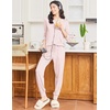 Ekouaer 2 Pack Womens Pajama Sets Long Sleeve Lounge Sets Soft Pj Loungewear Sleepwear(Grey Stripes/Pink Stripes)