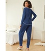Ekouaer 2 Pack Womens Pajama Sets Long Sleeve Lounge Sets Soft Pj Loungewear Sleepwear(Heart Print/Pink Point)