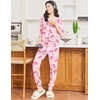 Ekouaer 2 Pack Womens Pajama Sets Long Sleeve Lounge Sets Soft Pj Loungewear Sleepwear(Light Blue/Pink Bow)