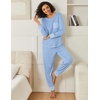 Ekouaer 2 Pack Womens Pajama Sets Long Sleeve Lounge Sets Soft Pj Loungewear Sleepwear(Light Blue/Pink Bow)