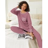 Ekouaer 2 Pack Womens Pajama Sets Long Sleeve Lounge Sets Soft Pj Loungewear Sleepwear(Light Green/Dusty Pink)