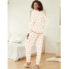 Ekouaer 2 Pack Womens Pajama Sets Long Sleeve Lounge Sets Soft Pj Loungewear Sleepwear(Light Yellow Cherry/Pink Cherry)
