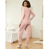 Ekouaer 2 Pack Womens Pajama Sets Long Sleeve Lounge Sets Soft Pj Loungewear Sleepwear(Lotus Pink/Light Grey)