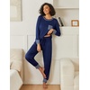Ekouaer 2 Pack Womens Pajama Sets Long Sleeve Lounge Sets Soft Pj Loungewear Sleepwear(Navy Blue/Grey)