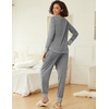 Ekouaer 2 Pack Womens Pajama Sets Long Sleeve Lounge Sets Soft Pj Loungewear Sleepwear(Navy Blue/Grey)