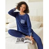Ekouaer 2 Pack Womens Pajama Sets Long Sleeve Lounge Sets Soft Pj Loungewear Sleepwear(Navy Blue/Grey)