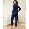 Ekouaer 2 Pack Womens Pajama Sets Long Sleeve Lounge Sets Soft Pj Loungewear Sleepwear(Navy Blue/Grey Star)