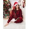 Ekouaer 2 Pack Womens Pajama Sets Long Sleeve Lounge Sets Soft Pj Loungewear Sleepwear(Wine Red/Red-black Plaid)