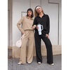 Ekouaer 2 Piece Sets for Women Half Zip Lounge Sets Matching Fall Outfits(Beige)