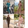 Ekouaer 2 Piece Sets for Women Half Zip Lounge Sets Matching Fall Outfits(Blue Green)
