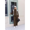 Ekouaer 2 Piece Sets for Women Half Zip Lounge Sets Matching Fall Outfits(Brown)