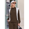 Ekouaer 2 Piece Sets for Women Half Zip Lounge Sets Matching Fall Outfits(Brown)