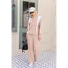 Ekouaer 2 Piece Sets for Women Half Zip Lounge Sets Matching Fall Outfits(Champagne)