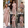 Ekouaer 2 Piece Sets for Women Half Zip Lounge Sets Matching Fall Outfits(Champagne)