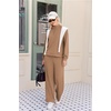 Ekouaer 2 Piece Sets for Women Half Zip Lounge Sets Matching Fall Outfits(Khaki)