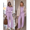 Ekouaer 2 Piece Sets for Women Half Zip Lounge Sets Matching Fall Outfits(Purple)