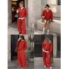 Ekouaer 2 Piece Sets for Women Half Zip Lounge Sets Matching Fall Outfits(Red)