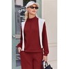 Ekouaer 2 Piece Sets for Women Half Zip Lounge Sets Matching Fall Outfits(Wine Red)