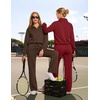 Ekouaer 2 Piece Sets for Women Half Zip Lounge Sets Matching Fall Outfits(Wine Red)