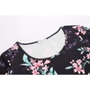 Ekouaer 3 PCS Capri Pajamas for Women Set Short Sleeve Pajama Lounge Sets(Black Flowers)